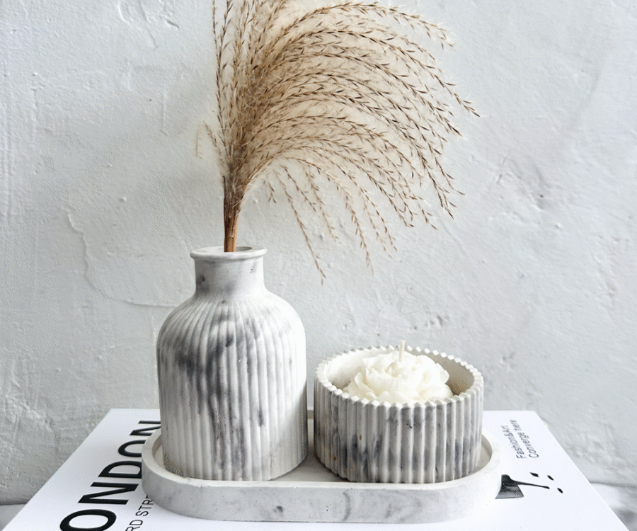 Kit Florero + Vaso Vela Rosa